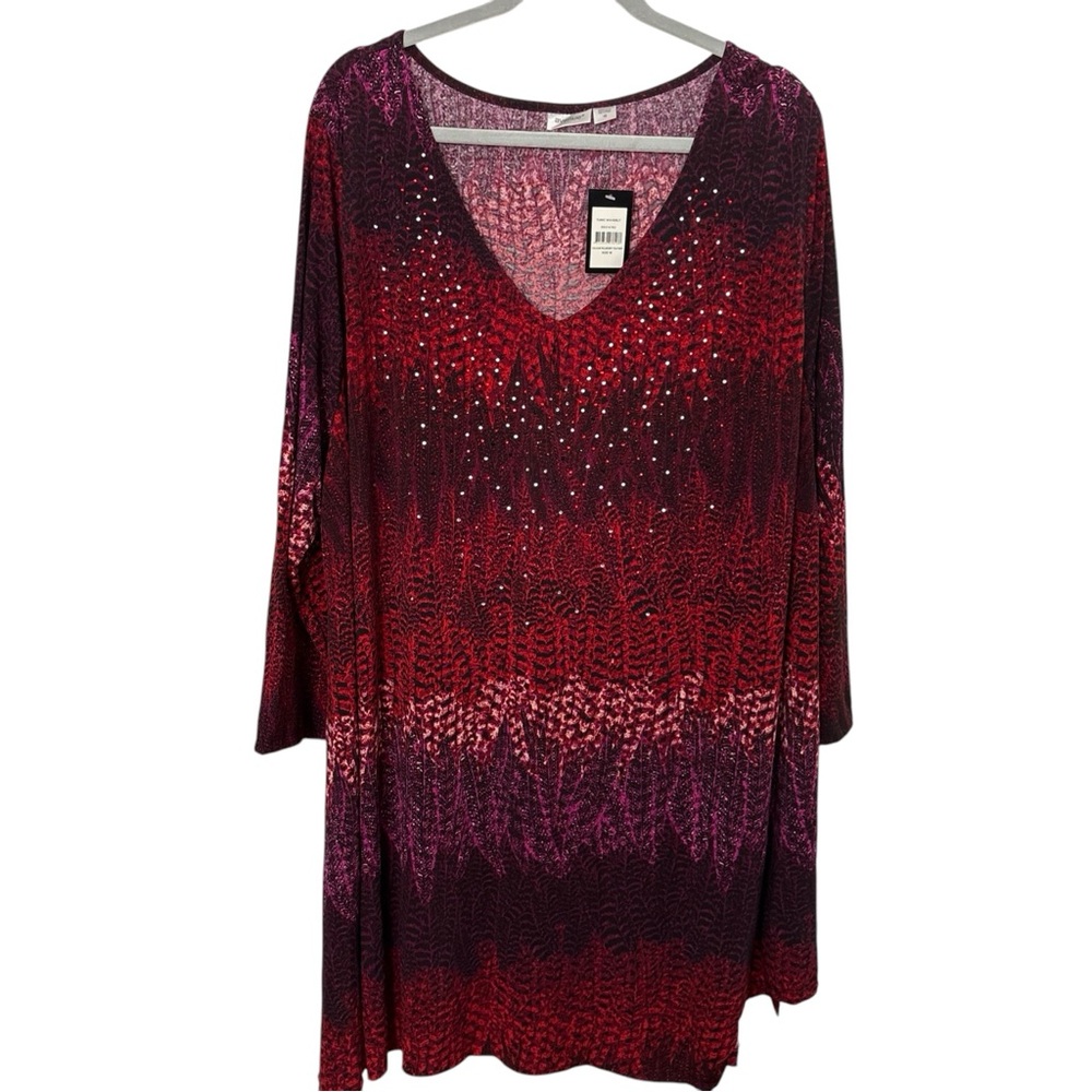 Avenue Women's Plus 3/4 Sleeve Tunic Top Waverly Size 16 Blouse READ